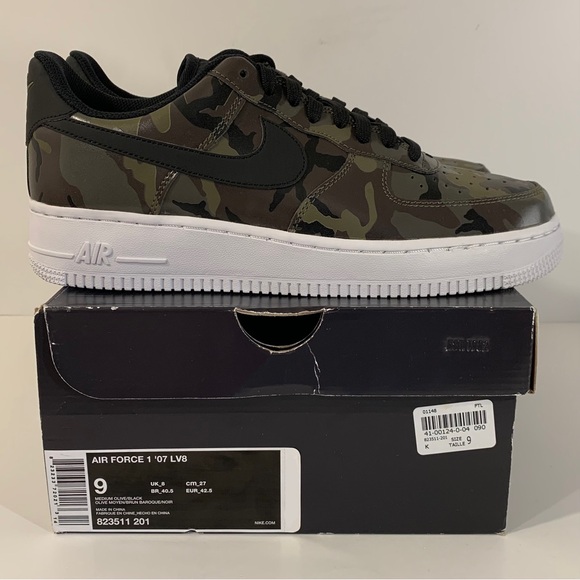 🪖 [BRAND NEW] NIKE AIR FORCE 1 LOW CAMO OLIVE MENS SHOES SIZE 9 SNEAKERS 🪖 - Picture 2 of 8